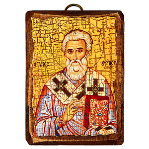 Икона святителя Фотия, патриарха Константинопольского, 6,5х9 см, под старину (береза)