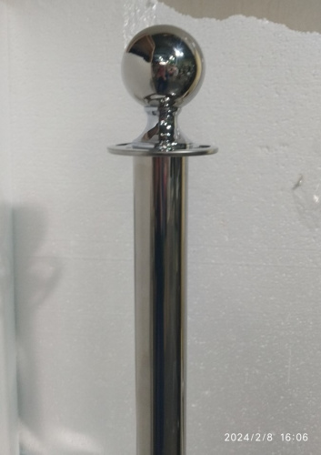 Столбик ограждения солеи металлический с шаром, 32х94 см, цвет "под серебро", У-1074 фото 7