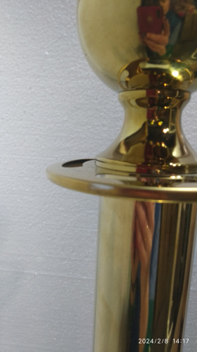 Столбик ограждения солеи металлический с шаром, 32х94 см, цвет "под золото", У-1078 фото 9