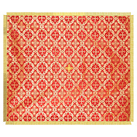 Накидка на аналой красная "Крест", золотая тесьма, бахрома, 140х120 см 