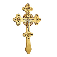 Крест напрестольный латунный в позолоте, фианиты, высота 30 см