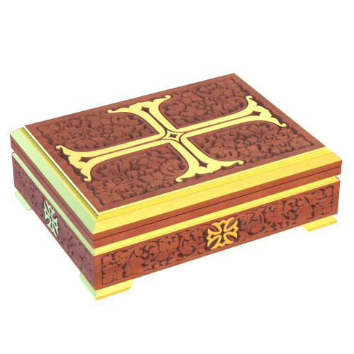 Ковчег для мощей "Суздальский", цвет "кипарис" с золотом (поталь), 40х30х12 см  фото 2