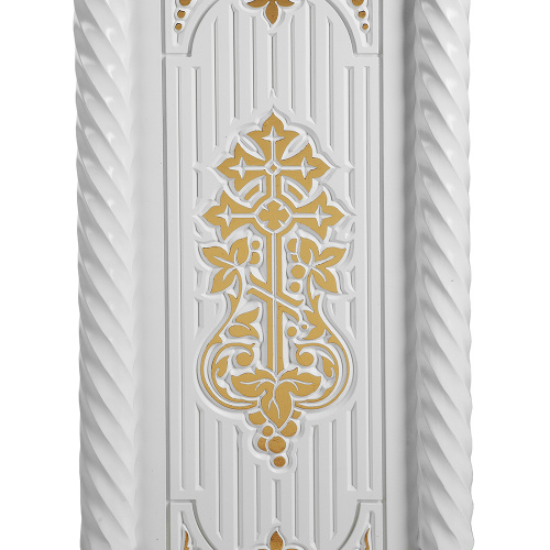 Панихидный стол на 100 свечей "Суздальский" белый с золотом (поталь), тумба, резьба, 85х46х100 см фото 9