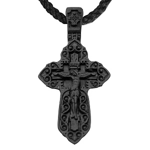 Нательный крест деревянный, 2,5х5 см, с гайтаном (резной)