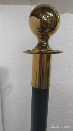 Столбик ограждения солеи металлический с шаром, 32х94 см, черный с золотом, У-1086 фото 8