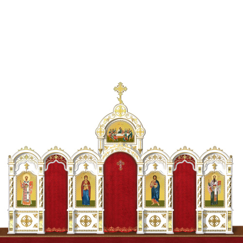 Иконостас "Благовещенский" одноярусный белый с золотом (поталь), 664х449х28 см фото 4