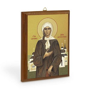 Икона блаженной Ксении Петербургской на деревянной основе, цвет "кипарис", на холсте с золочением (6,5х9 см (под икону А8))