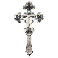 Крест напрестольный латунный в серебрении с фианитами, 20,5х35,5 см