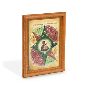 Икона Божией Матери "Неопалимая Купина" в деревянной рамке, цвет "кипарис", 12х1,5 х17 см (стекло, картон)