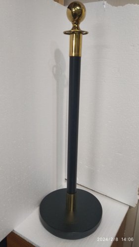 Столбик ограждения солеи металлический с шаром, 32х94 см, черный с золотом, У-1086 фото 4