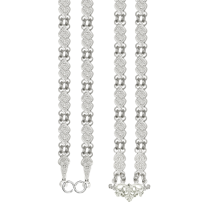 Цепь для наперсных крестов и панагий из ювелирного сплава в серебрении №1 (с перемычкой)