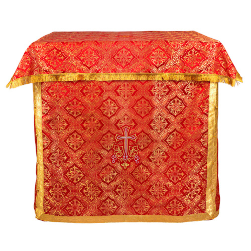 Облачение на престол красное, церковный шелк, 100х100х100 см фото 2