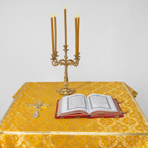 Пелена на престол с вышитыми херувимами желтая, шелк фото 9