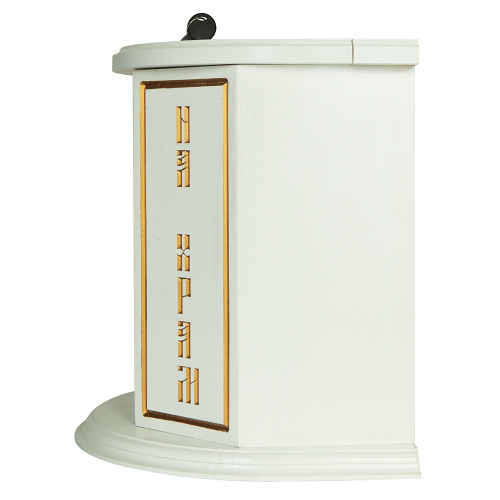 Ящик для пожертвований настольный "Макарьевский" белый с золотом (патина), полукруглый, 30х20х30 см фото 4