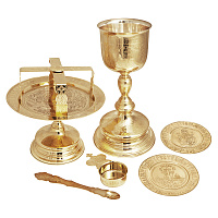 Евхаристический набор из 7 предметов из ювелирного сплава, позолота