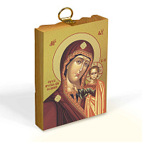 Икона Божией Матери "Казанская" на деревянной основе светлая, на холсте с золочением