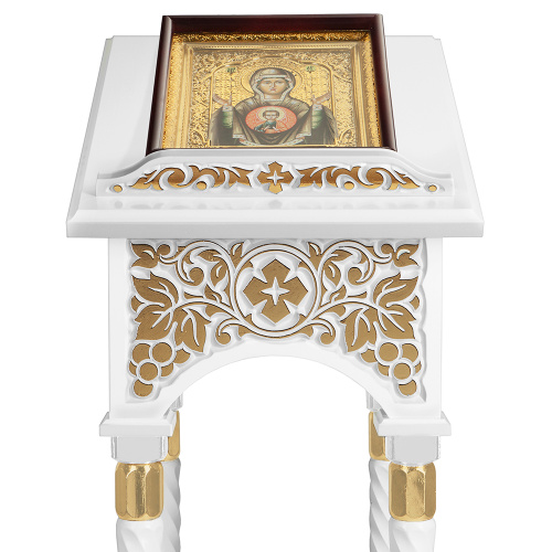 Аналой боковой "Суздальский" белый с золотом (поталь), колонны, резьба, 46х46х135 см фото 8