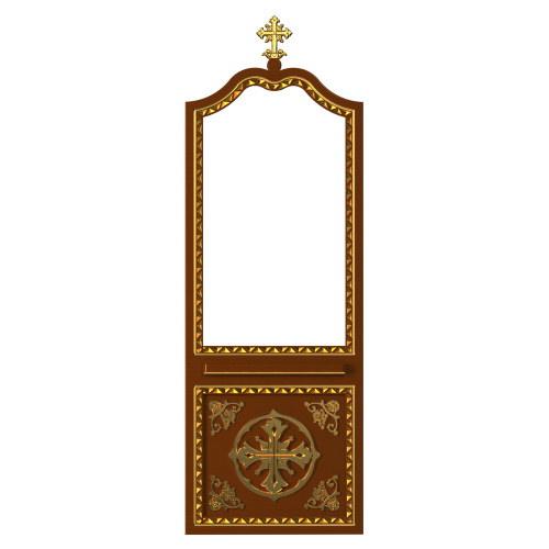 Диаконская дверь для "Благовещенского" иконостаса, цвет "кипарис" с золотом, 209х70х10 см фото 2