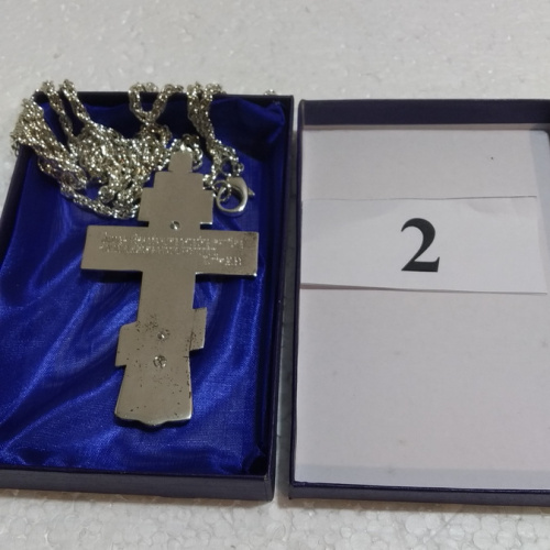 Крест наперсный с цепью, 6х11 см, никелирование, У-0671 фото 6