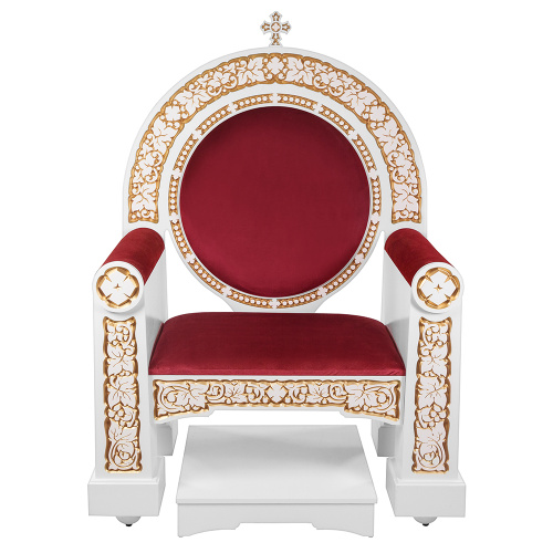 Архиерейский трон "Владимирский" белый с золотом (патина), 104х70х149 см фото 5