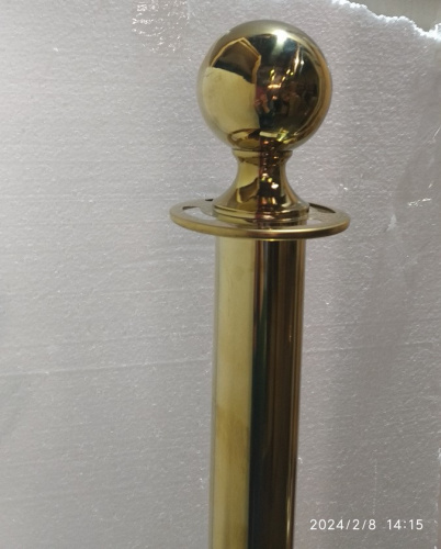 Столбик ограждения солеи металлический с шаром, 32х94 см, цвет "под золото", У-1078 фото 5