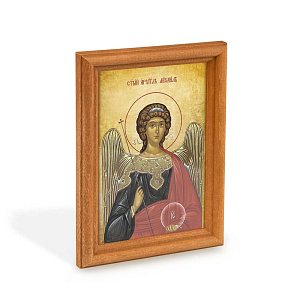 Икона Архангела Михаила в деревянной рамке, цвет "кипарис", 12х1,5 х17 см (стекло, картон)
