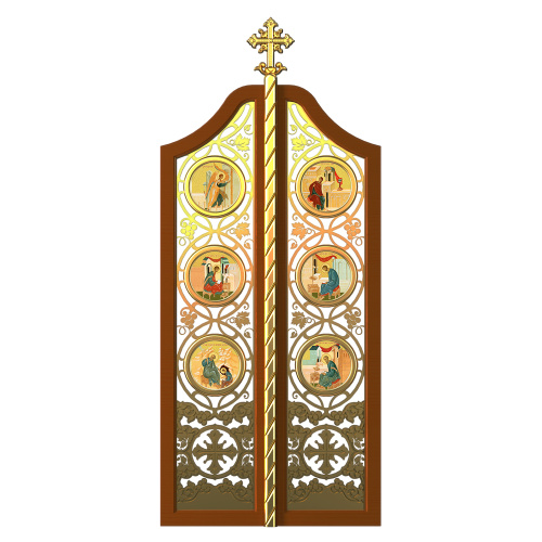 Царские врата для "Благовещенского" иконостаса, цвет "кипарис" с золотом, 100х233х10 см