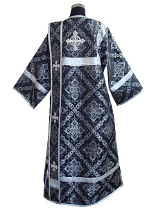 Облачение диаконское черное, парча, отделка галун серебро с рисунком крест (машинная вышивка)