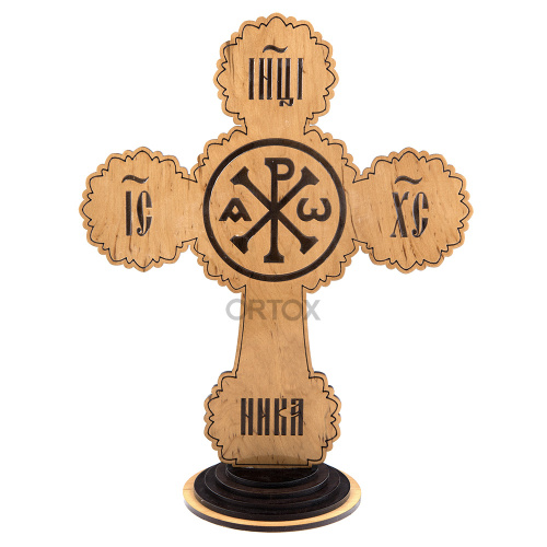 Крест настольный деревянный с латунным распятием, 36х45 см фото 9