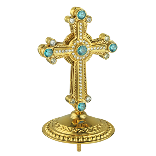 Крест на митру №6, из ювелирного сплава в позолоте с камнями фото 5