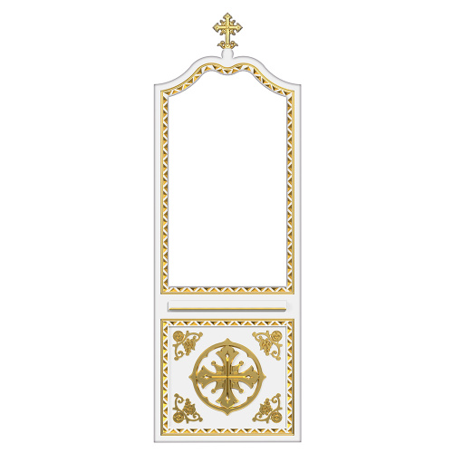 Диаконская дверь для "Благовещенского" иконостаса белая с золотом (поталь), 209х70х10 см фото 2