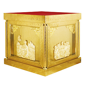Облачение на престол "Золотые своды" с прямым основанием, высота 105 см (100х100х105 см синяя ткань, композит)