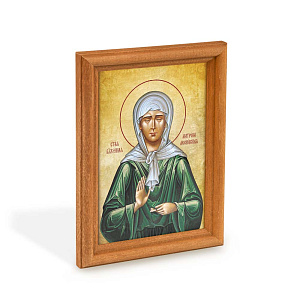 Икона Матроны Московской в деревянной рамке, цвет "кипарис", 12х1,5 х17 см (стекло, картон)