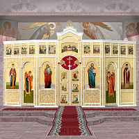 Иконостас "Суздальский" двухъярусный (г. Кострома), белый с золотом (поталь),  598,7х377,7х88,6 см