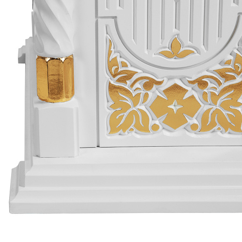 Панихидный стол на 100 свечей "Суздальский" белый с золотом (поталь), тумба, резьба, 85х46х100 см фото 10