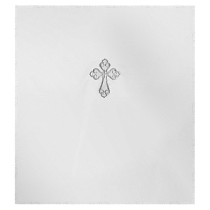 Катапетасма с вышитым крестом, креп-сатин, 140х320 см (белый)