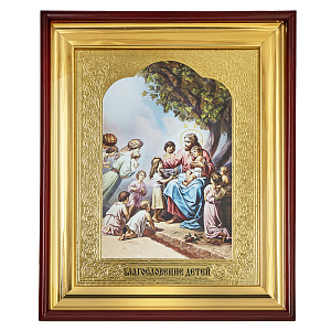 Икона большая храмовая Благословение детей, прямая рама (46х56 см)