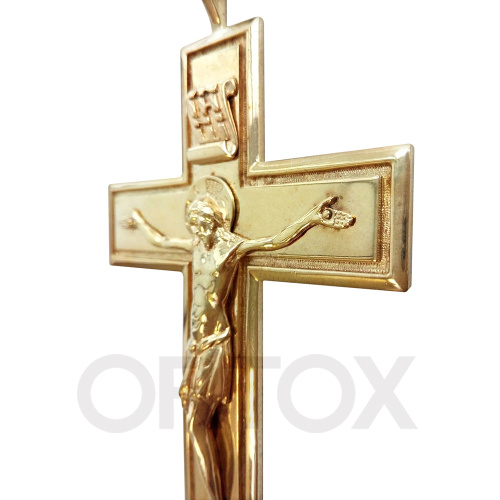 Крест наперсный серебряный протоиерейский, в позолоте, высота 11 см фото 2