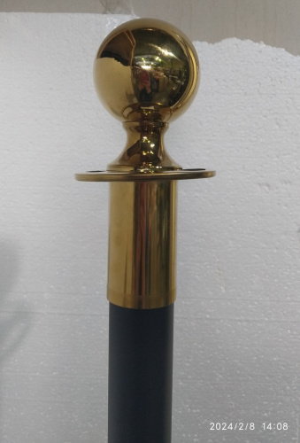 Столбик ограждения солеи металлический с шаром, 32х94 см, черный с золотом, У-1086 фото 7