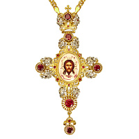 Крест наперсный из ювелирного сплава с цепью, позолота и деколь