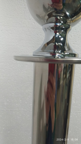 Столбик ограждения солеи металлический с шаром, 32х94 см, цвет "под серебро", У-1074 фото 11