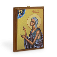 Икона преподобной Марии Египетской на деревянной основе, цвет "кипарис", на холсте с золочением