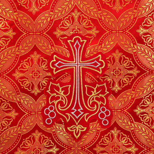 Облачение на престол красное, церковный шелк, 100х100х100 см фото 4