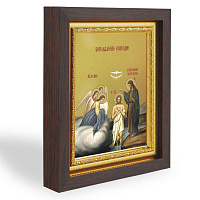 Икона Крещения Господня (Богоявления), в узком багете, цвет "темный дуб", на холсте, с золочением №2