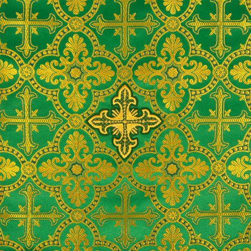 Пелена на престол зеленая, парча, вышивка, цветной галун фото 7