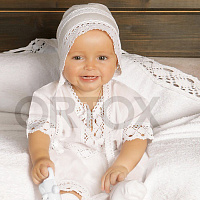 Комплект для крещения "Классика" белый: рубашка, чепчик, пеленка, размер в ассортименте