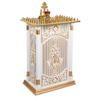 Панихидный стол на 70 свечей "Суздальский" белый с золотом (патина), тумба