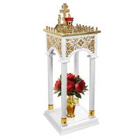 Панихидный стол на 36-50 свечей &quot;Суздальский&quot; белый с золотом (поталь), колонны