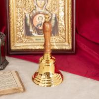 Колокольчик латунный с деревянной ручкой, 11,8х26 см