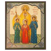 Икона мучениц Веры, Надежды, Любови и матери их Софии, МДФ, 10х12 см
